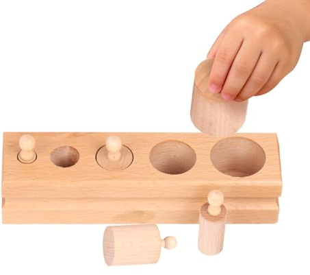 Gioco di Forme Impilabile e di Incastro - Giochi di Abbinamento delle Forme con Tronco e Maniglie | Cilindri Costruzioni con Pioli in Legno | Per Bambini In Età Prescolare Per Apprendimento Sviluppo E