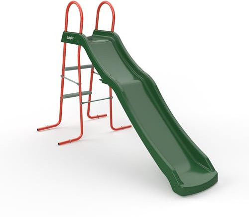 Plum Play Haumea Freestanding Childrens 6ft Slide and Climbing Ladder - Suitable for 3 years Plus and Max User 50kg - 1 Year Warranty (Green Orange)