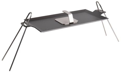 Gastrotools Induktionsgrillplatta, Hackare och Ställ – Teppanyaki-/Plancha-platta i kolstål – Passar induktions- och gasspisar, hållbar och lätt att rengöra