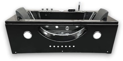 GRAFICA MA.RO SRL Hypnotic 180 x 90 cm Corner Bathtub, White Acrylic, 2 Person, Whirlpool, Chromotherapy, Alcove Installation