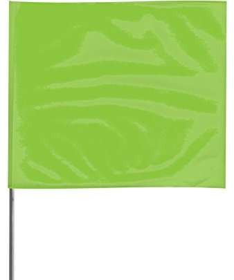Presco 15 in. Steel Wire Staff Marking Flags [2.5 in. x 3 in. Flag]: 2 in. x 15 in. (Neon Lime) / 12-Flags