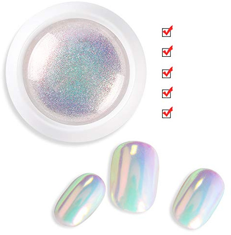 Polvo con Efecto Neón Magic Mirror para Uñas – Purpurina Brillante Perlada No Tóxica y Resistente al Calor – Ideal para Entusiastas del Nail Art – Frasco de 0,3 g con Aplicador de Esponja