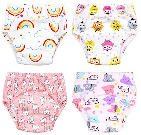 Max Shape Potty Training Pants Girls 2T,3T,4T,Toddler Training Underwear for Baby Girls 4 Pack White 3T