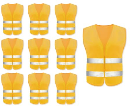 Hitopin Chaleco Reflectante, 10PCS Chaleco de Seguridad, Chaleco Reflectante de Seguridad, Auto Chaleco De Seguridad, Chaleco de Seguridad de Alta Visibilidad, para Correr, Conductor, Limpiadores