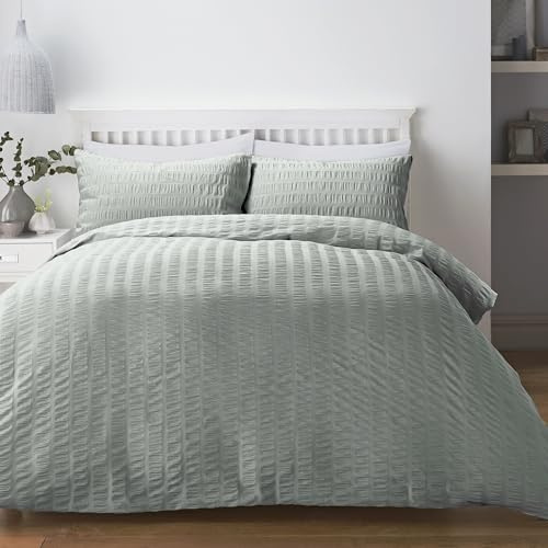 Serene – Honley Seersucker – texturerat påslakanset – dubbelsäng i ankägg
