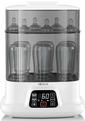HEYAXA Baby Bottle Steri-lizer and Dryer, 10 Bottles Large Capacity, 4 in 1 Electric Steamer and Dryer for All Bottles, Parts & Baby Essentials, Touch Screen and Auto-Off