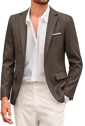 Coofand Vardaglig kostymkavaj för män, blazer, lätt och sportig med en knapp, linnetextur