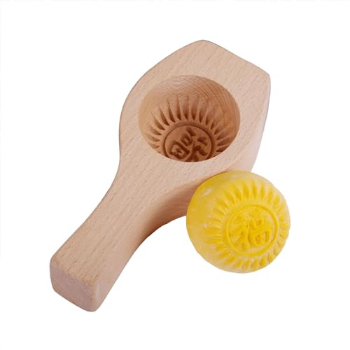 Soulnioi Moldes de mantequilla, molde de pastel de luna, molde de madera china tradicional 3D, prensa de la suerte para prensar bollos, pasteles tradicionales chinos, moldes de postre de 3,5 cm