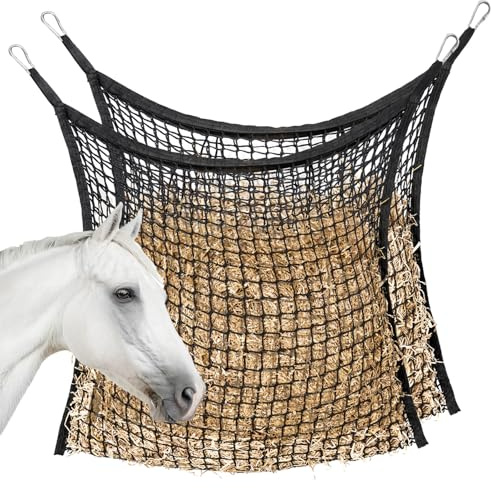 MKO SHUN Slow Feed Hay Nets for Horses, Large Capacity Hay Bags, 2 Pack