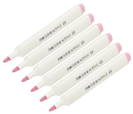 PATIKIL Acrylic Paint Marker Pens, 6Pcs Bold Tip Paint Pen Waterproof Water Based for Rock Painting Wood DIY Craft Glass Ceramic Canvas, Pink