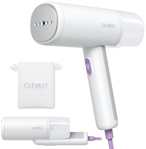 CLEVAST Dampfglätter - Tragbarer faltbarer Reisesteamer mit 1000W & 150ml Tank, 30S Sekunden Schnellaufheizung, inklusive Bürste als Faltenentferner für Zuhause und unterwegs (23.6 * 7.4 * 7.9 cm)