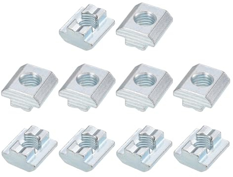 TOP-VIGOR M10 Sliding T Slot Nuts 30Pcs, Nickel Plated Carbon Steel Hammer Head Roll-in T-Nuts for 4545 Aluminium Extrusion Profile, T-Slot Fasteners for CNC and 3D Printer Assembly