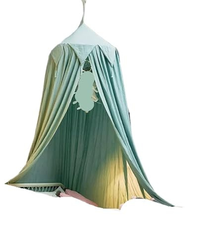 MWAHJU Cortina de Cama Suave, Lavable, con Dosel, for decoración habitación, borlas para NiñOs & NiñAs(Tassel Green-A)