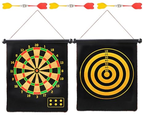 YRTUOP Kids Dart Board, Dart Board for Kids - Gioco di gioco interno/esterno,Rolling a doppio lato dardo per bambini adulti giochi da tavolo da dardo all'aperto interno