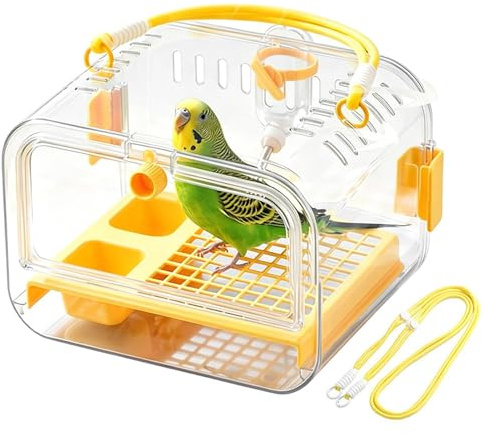 Pequeña caja de transporte para pájaros, caja de transporte transparente para periquitos, jaula de transporte para loros, para propietarios de aves, amantes de los animales, entrenador, viajeros