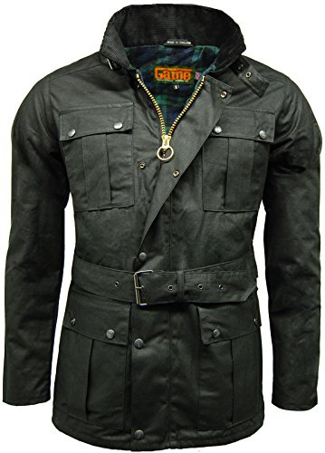 GAME Continental con Cinturón Motocicleta Chaqueta Cera Negro - Negro, Small