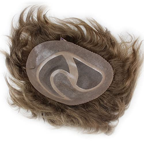 Voloria Real Human Hair French Lace with PU Thin Skin Stock Men's Toupee Hair Pieces #18 Color