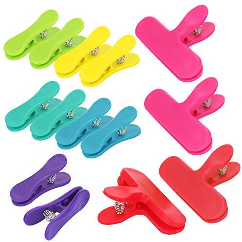 COM-FOUR® Clips de sellado 14x para bolsas - Clips de sellado de plástico - Clips de bolsa para sellar y mantener las cosas frescas (14 piezas - 7 colores)