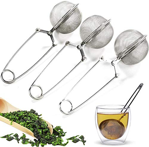 JPYH 3 Pièces Boule à thé Tamis Inoxydable Passoir, Passoire à thé en Forme de Boule avec poignée Pince à thé en Acier Inoxydable pour la Plupart des Tasses à thé et Bols à thé Thé en Vrac et Epices