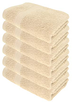 Julie Julsen® Bio Handtuch-Set, 6 Handtücher in 32 Farben erhältlich weich und saugstark Pastell Beige 50x100 cm
