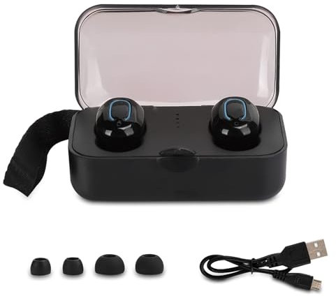 Agatige Auricolari Bluetooth Sport Hi-Fi Wireless TI8S, Doppio Auricolare Intrauricolare Bluetooth Mini Sport con Scatola di Ricarica, Copri Auricolare, Design Ergonomico