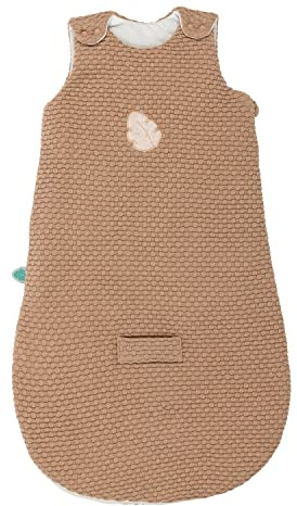 Nattou Saco de Dormir para bebés de Verano, Motivo de Hojas, 100% Algodón (Exterior), 100% Poliéster (Interior), 70 cm, Vegano, Boris & Jungo, Beige