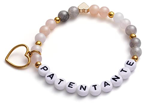 LParkin Armband Patentante Geschenk, Willst Du Meine Patentante Sein, Handmade Edelstein Perlen Stretch Armbänder