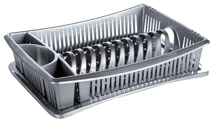 Abtropfgestell Abtropfständer Geschirrablage Abtropfschale Abtropfgitter Abtropfkorb Lux Geschirr Korb 39,5 x 28cm (Grau)