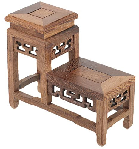 OSALADI Wooden Pedestal Chinese Wooden Display Stand Base Oriental Furniture Riser Antique Curio Cabinets Shelf Plants Flower Pot Holder Teapot Vase Bonsai Rack for Home Office