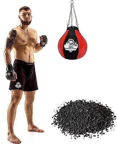 DBX Bushido Boxbirne Hängend mit Gummigranulat 15 kg - Boxsack Punchingball Erwachsene mit Ketten - Schwarz und Rot Boxing Bag - Boxball - Boxing Equipment