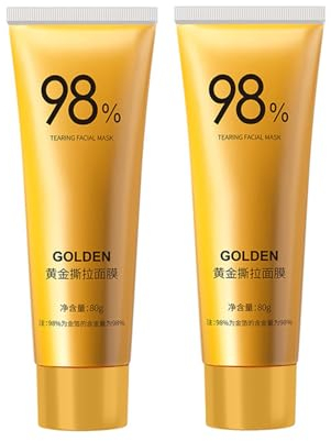 Gold Peel Off Maske, Goldene Peel Off Maske, Anti Falten Anti Aging Whitening Gold Gesichtsmaske, Mitesserentferner Porenreiniger Maske, Anti Blackhead Peel-Off Mask (2pcs)