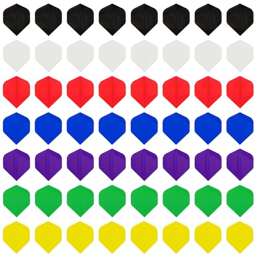 QKURT Plumas de Dardos, 7 Colores 56 Piezas, Vuelo de dardo de Forma estándar, Juego de Vuelo de dardo Grueso para Juego de Dardos, Vuelo de dardo Pet para Punta de Acero de Punta Suave