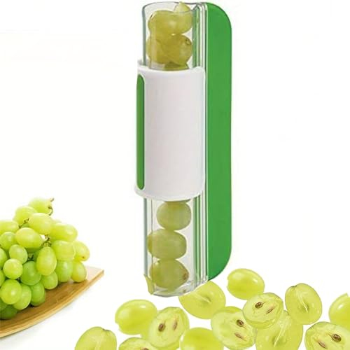 Obstschneider - Tomaten/Weintrauben/Kirschen-Schneider, Obstküchen Dekoration Küchenhelfer, Gemüsehobel, Küchenwerkzeug, 20 * 7.5 * 7cm (Grün)