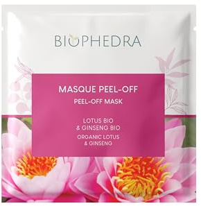 BIOPHEDRA | Masque Peel Off visage Lotus bio et Ginseng bio pour la vitalité de la peau et l'éclat du teint - Masque Alginate - Qualité professionnelle Made in France