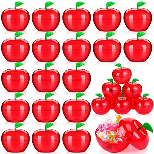 Lallisa 10 Pcs Plastic Apple Container Small Back to School Teacher Gifts