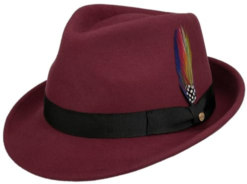 Stetson Elkader Cappello Trilby Donna/Uomo - da Uomo Fedora con Nastro in Grosgrain Estate/Inverno Primavera Estate Autunno Inverno - L (58-59 cm) Raspberry