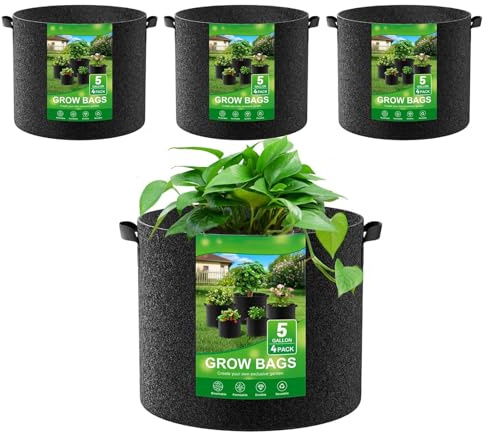 Piccola tasca per piante nucleari - sacchetti per piante per tessuti di patate - sacchetti per piantare tessuti | 4x vasi con manici realizzati in materiale traspirante - traspiranti per