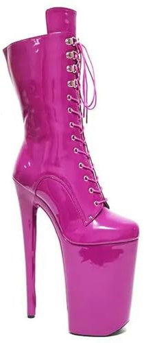 QXWD Beige 26 cm Tacco Alto Piattaforma Stivali Donna Pole Dance Stivaletti Performance Drag Exotic Stripper Scarpe, come da immagine B, 41 1/3 EU