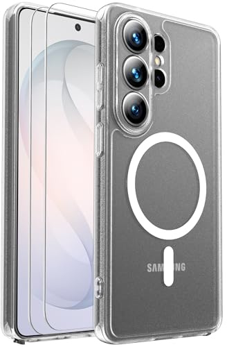 for Samsung Galaxy S26 Ultra Case, with Screen Protector X2, Clear | Full Camera Protection, Fit for Magsafe, Translucent Matte, Military Grade Drop Proof, Shockproof Protective Phone Cover
