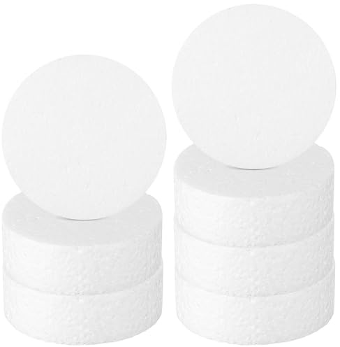 KOMBIUDA 7 Discos de Espuma Redondos y Proyectos DIY para Decoración de Pasteles y Cilindros Blancos de Poliestireno Diseño Liso y Resistente para Manualidades