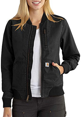 Carhartt Chaqueta Rugged Flex en lona,Relaxed Fit Para Mujer, Negro, XS
