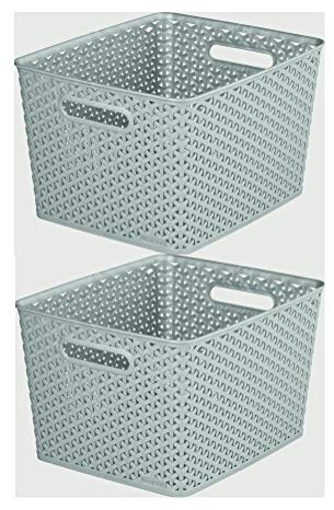 2 x 18L Grey Curver Basket