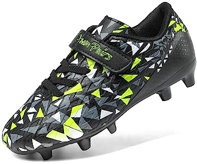 DREAM PAIRS Pojkar Spike Fotbollsskor Klossar för flickor Andas unisex,Size 35,Svart/Neongrön,SDSO2307K