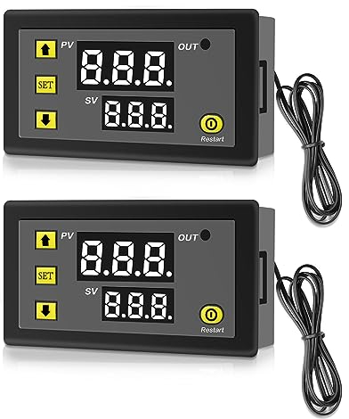APKLVSR W3230 LCD Digital Thermostat,Digitaler Temperaturregler DC 12V 20A,Digitaler Thermostat Temperaturschalter-50-120℃ mit LCD Digital Anzeige &Temperatur Sonde Hochtemperatur Alarm-2 Stücke