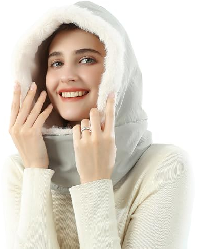 TAGVO Sturmhaube Winter für Damen, Warme Balaclava Gesichtsmaske Winddichte Vollgesichtsmaske, Wasserdicht Skimaske Kapuzenschal Plüsch Samtkappe für Skifahren Radfahren - Universalgröße