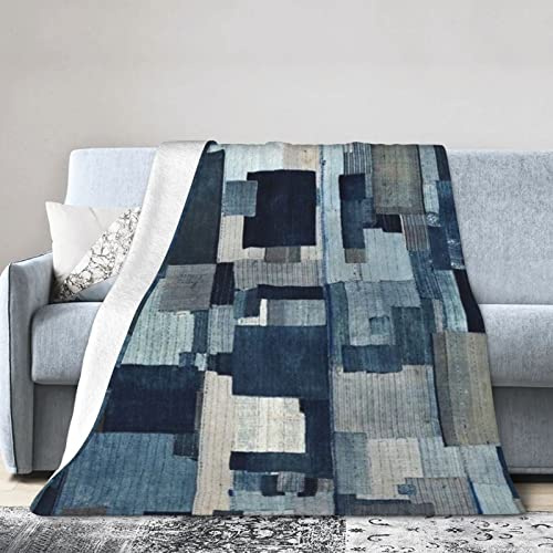 Plaids Couverture Jeans Denim Patchwork avec Style, Couvre Lit Légère Couverture Lit Microfibre Couverture Plaid pour Chambre Pièces Lit 150X200cm