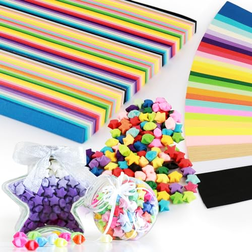 VEPEPE 3240 Stück Papiersterne Papier mit 27 Farben, Sterne Flechtstreifen Papier, Rainbow Origami Streifen, für Schule Basteln, DIY Dekoration Star Paper