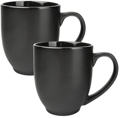 Schramm® Tazas de café de porcelana negra seleccionable 2, 4 ó 6 piezas Juego de tazas de café de 460 ml Tazas de café de cerámica con asa Juego de 6, Número:2 Stück