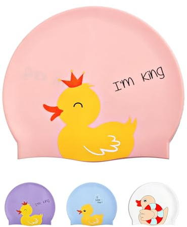 Gorro Natación Niños de 6 a 14 años - Gorro Piscina Niños y Niñas de 6 a 14 años de Silicona e Impermeable (Rosa)