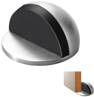 Self Adhesive Door Stop,Chrome Floor Door Stoppers Oval Stainless Steel Door Stop Floor Mounted Anti-Collision Half Moon Wall Protector Polished Doorstop with Glues for Hard Floor Glass Door(Silver)